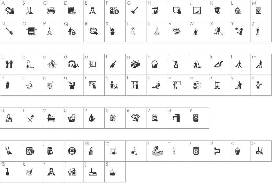 Cleaner font character map preview