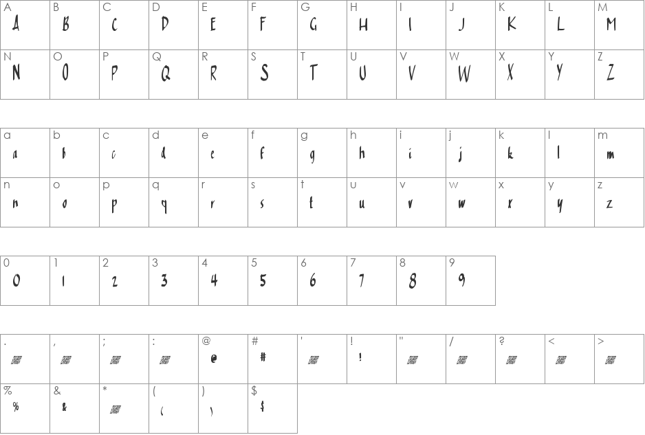 CleanSimpleDT font character map preview
