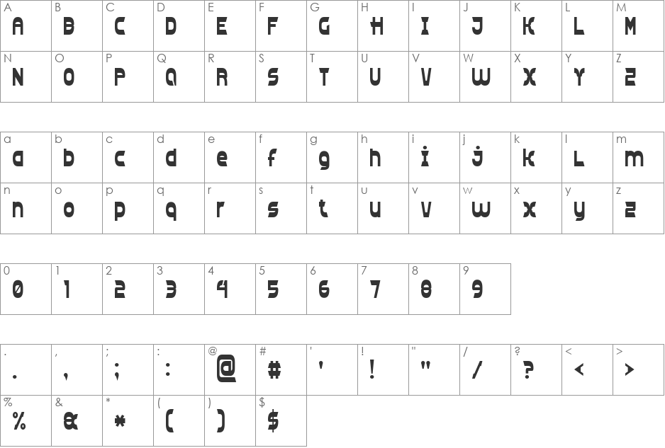 Clear Line 7 font character map preview