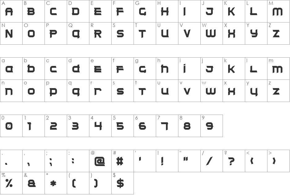 Clear Metal 7 font character map preview