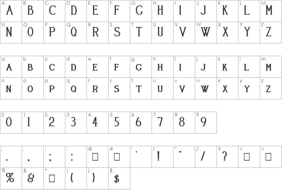 Cleaver's_Juvenia_Heavy font character map preview