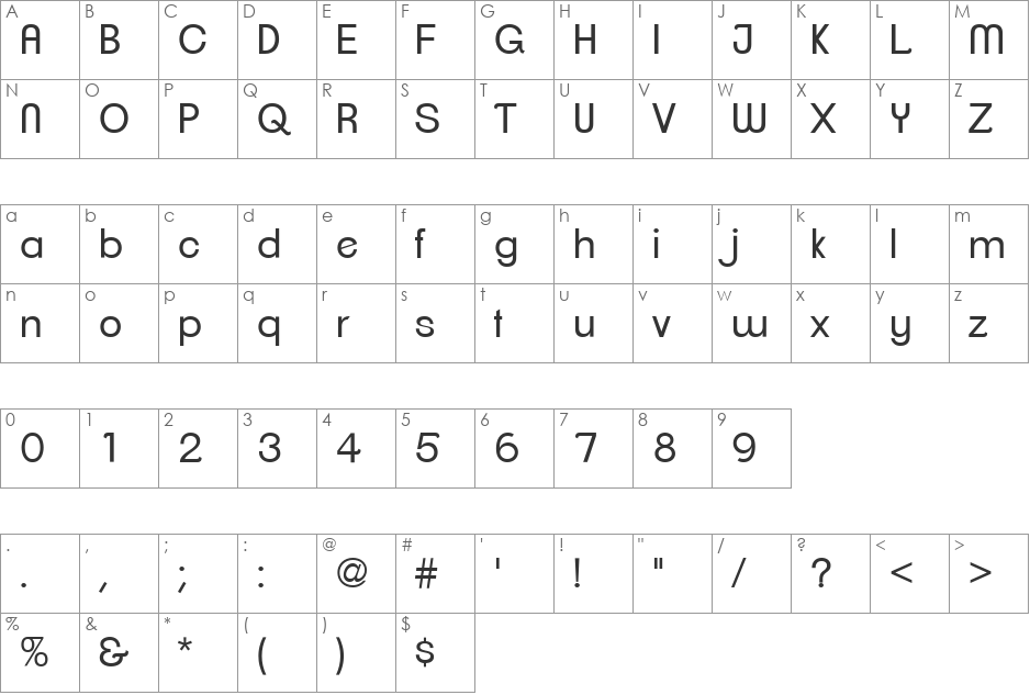 ClementePDag font character map preview