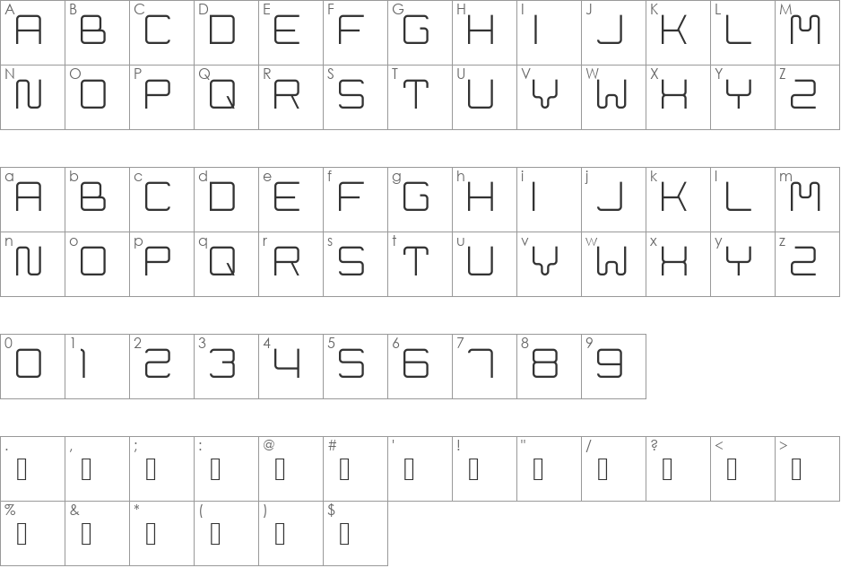 Cleptograph font character map preview