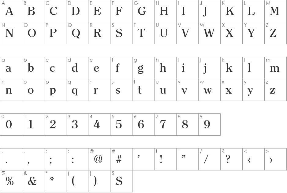 Clerface-Medium font character map preview