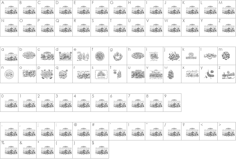 Aayat Quraan_038 font character map preview