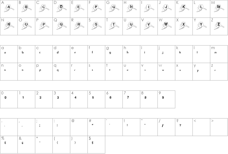 Alaskan Ice font character map preview