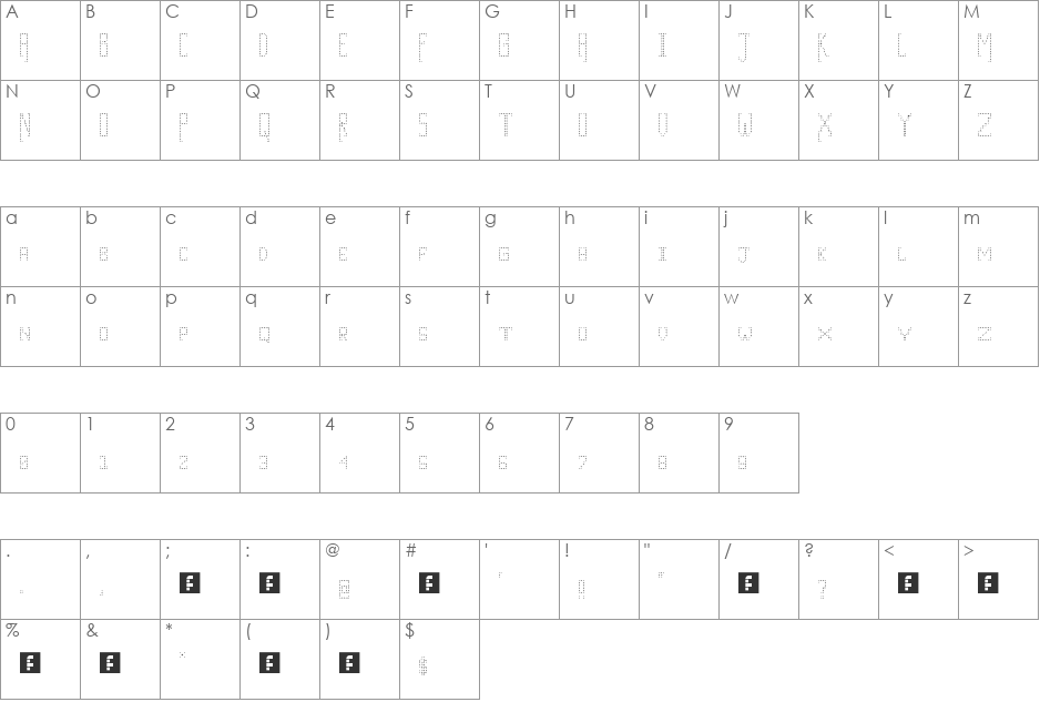 CliffHanger font character map preview