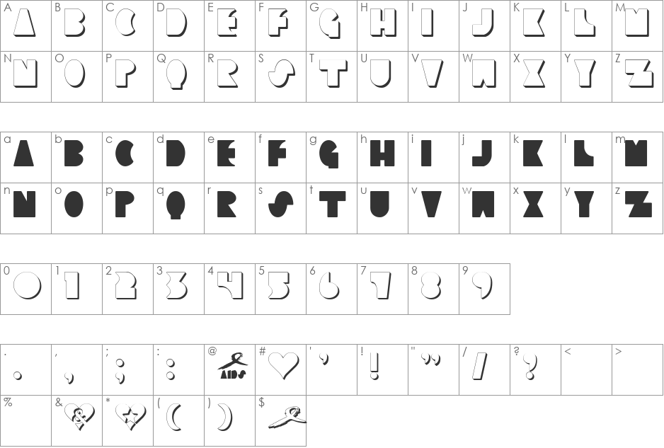 CLIMAXED font character map preview