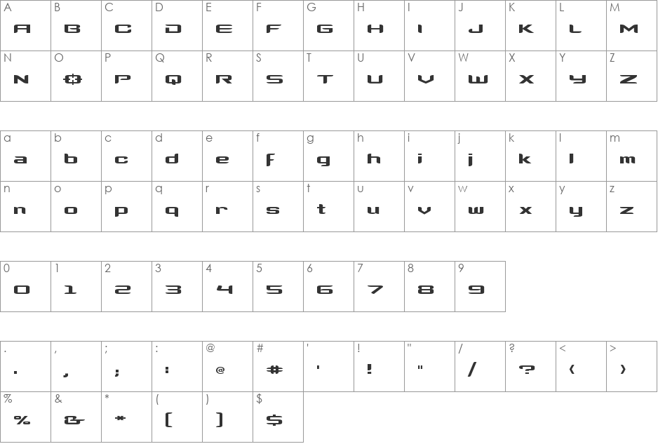 CloneWars font character map preview