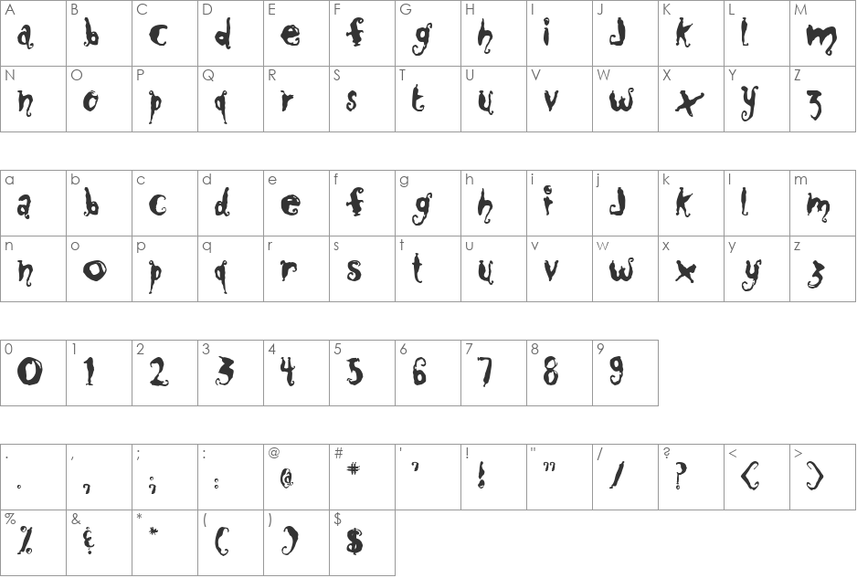 Close to Me font character map preview