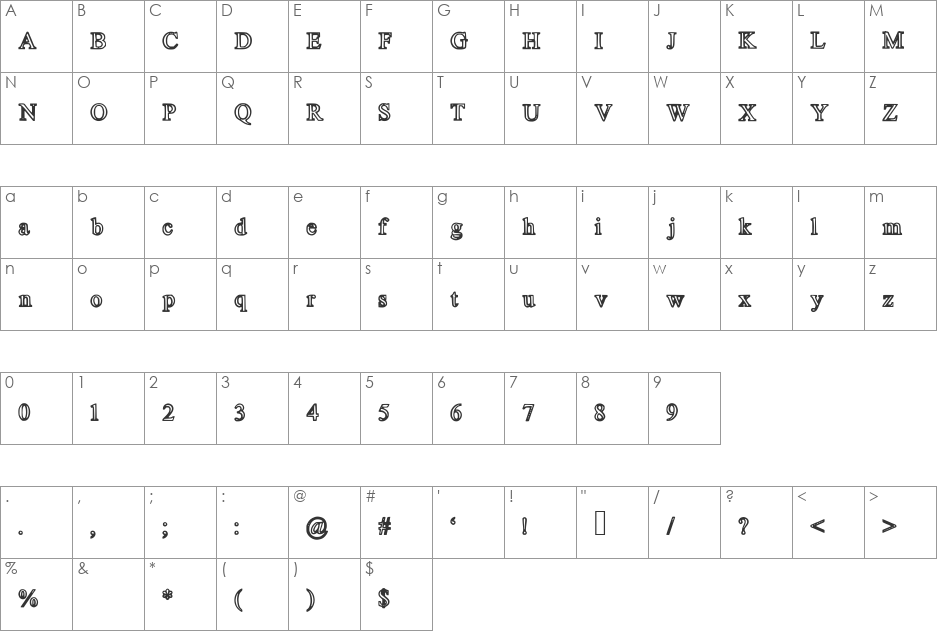 ClosetoTO font character map preview