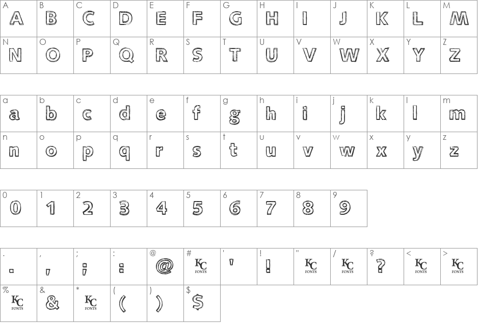 Closure font character map preview