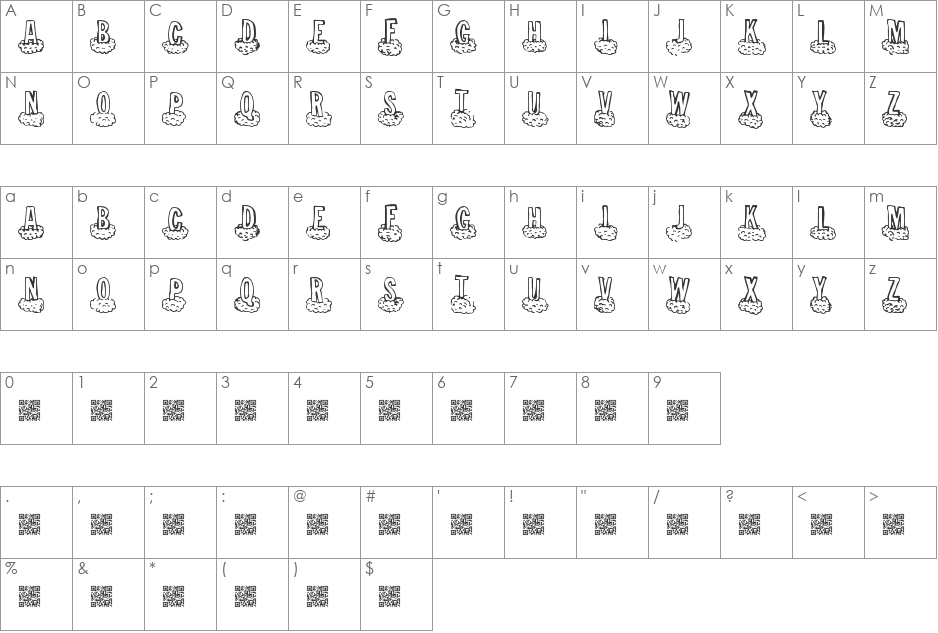 CloudAhead font character map preview