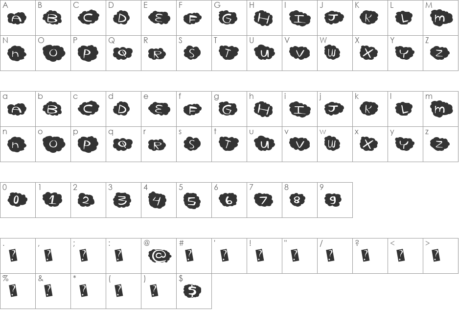 CloudHome font character map preview