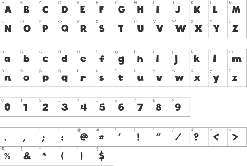 Cloudy With a Chance of Love font character map preview