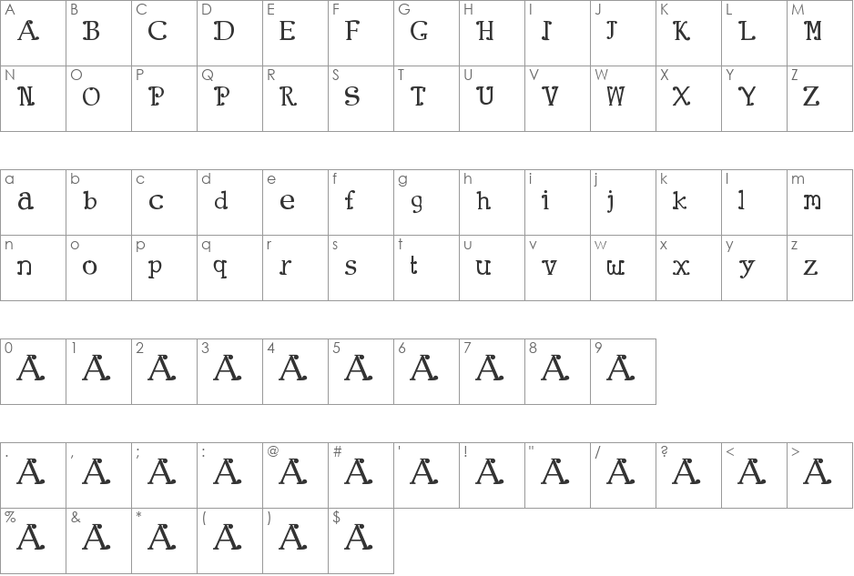 Clown Town font character map preview