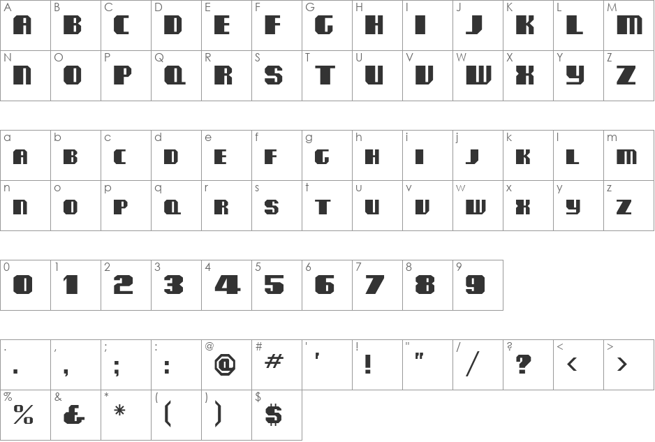 ClubMF font character map preview