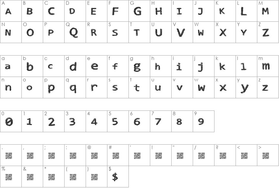 ClubNight font character map preview