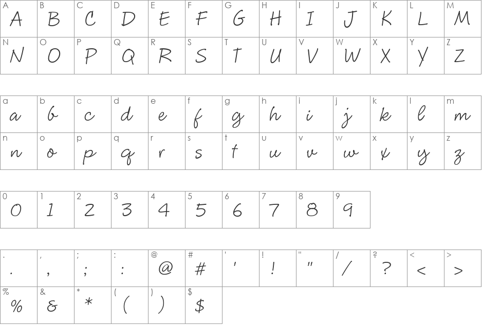 CluffHmk font character map preview