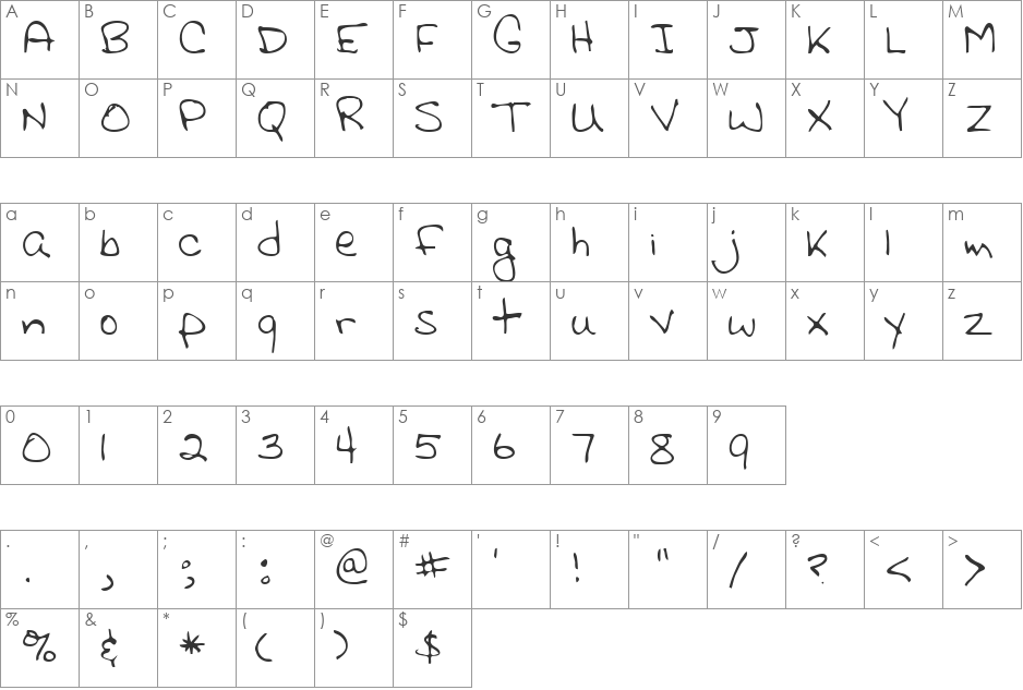Clyde font character map preview