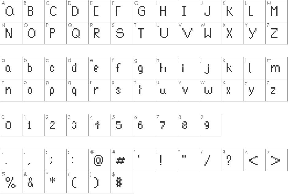 Clynikal font character map preview