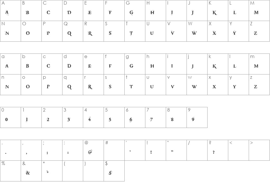 CM Garaflora font character map preview
