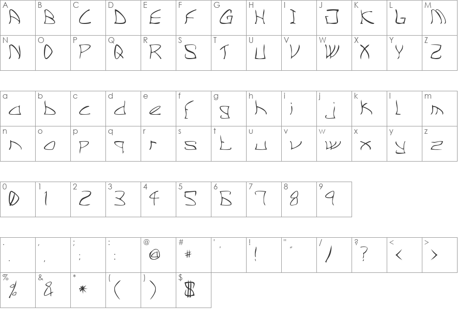 CM Toon font character map preview