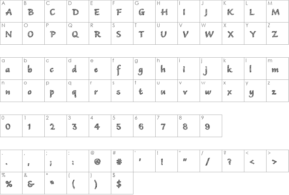 CM Tropical Vertical font character map preview