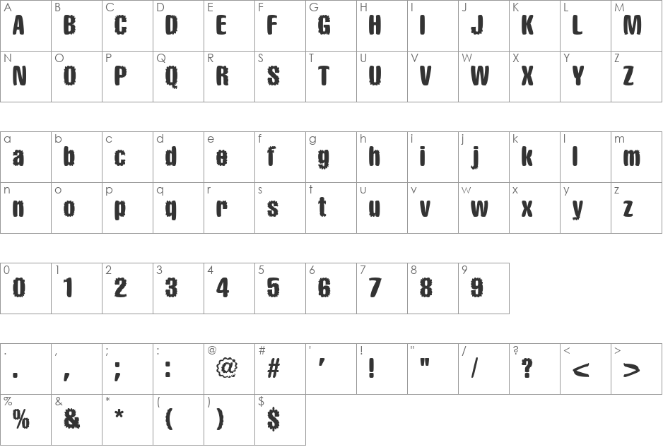 CMBloat font character map preview