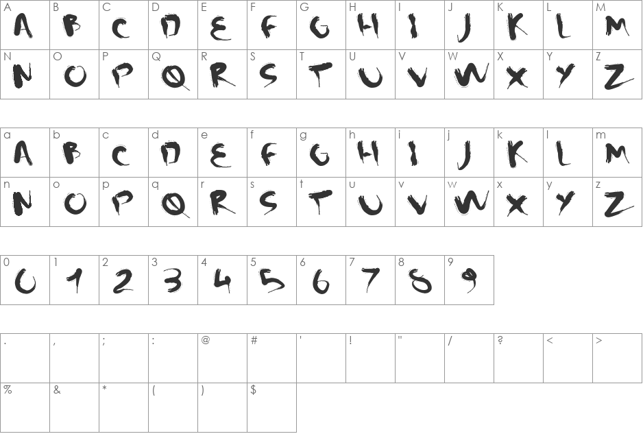 CMSquish font character map preview