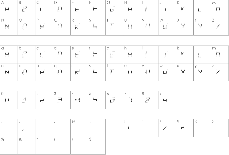 CN TYCHO font character map preview