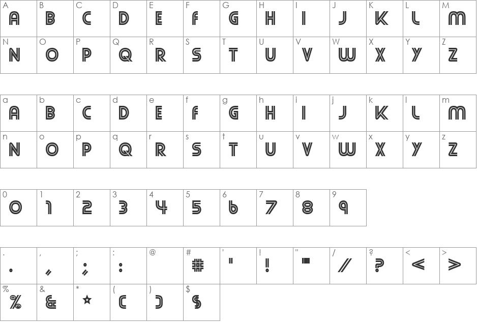 CNN font character map preview