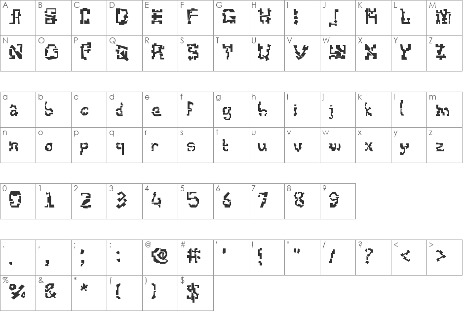 Co-nex-ion-set font character map preview
