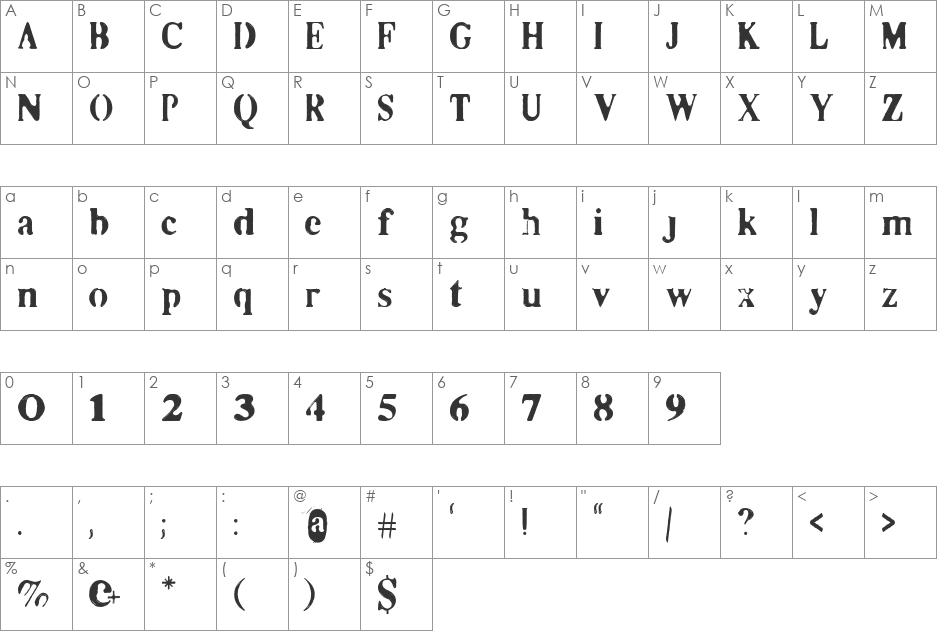 Co2 font character map preview