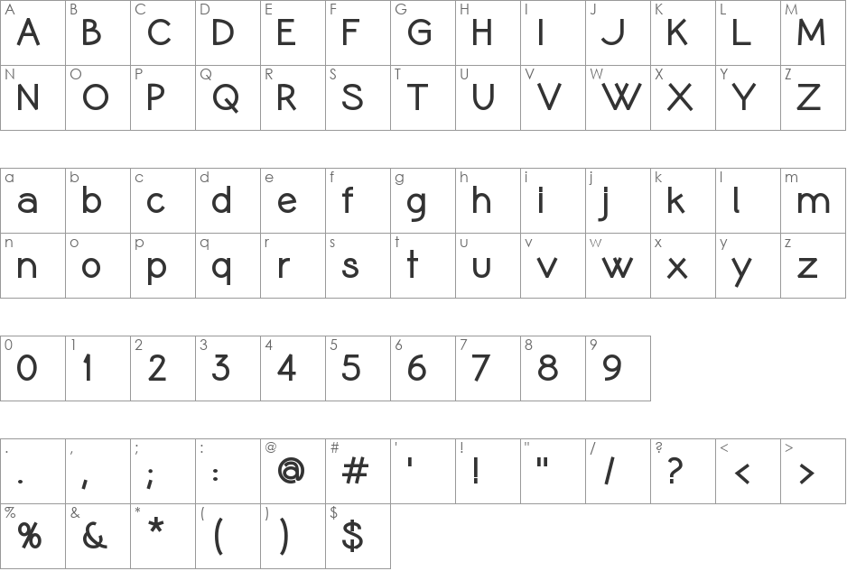 Coamei font character map preview