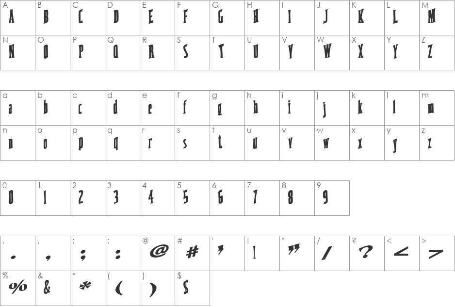 CoastWise67 font character map preview