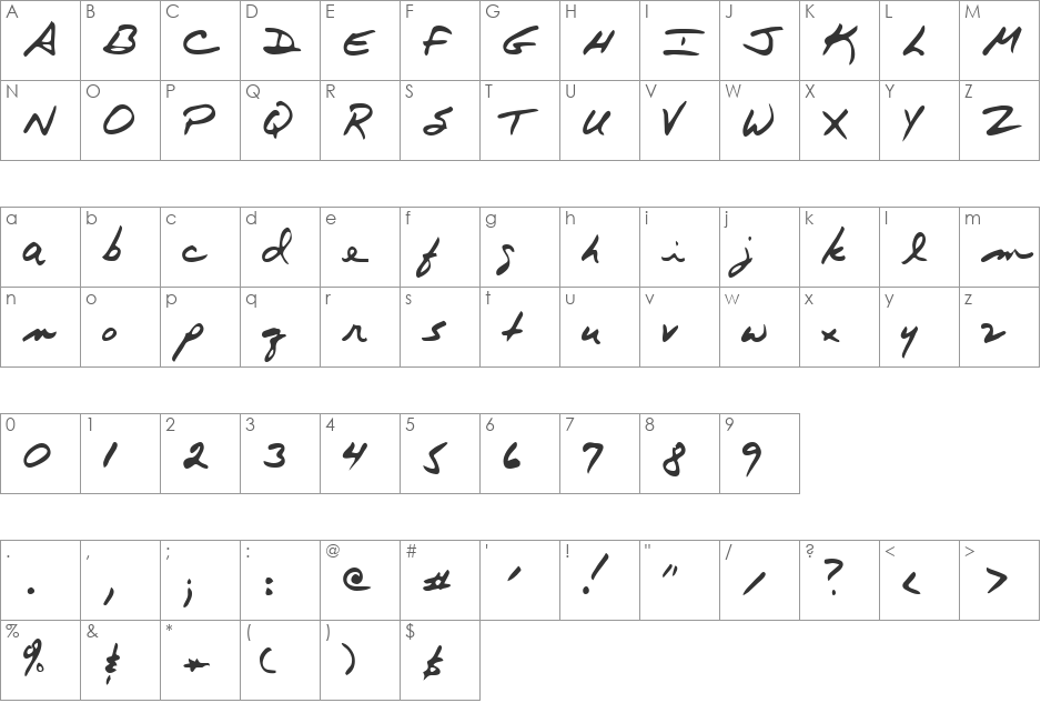 Cobb font character map preview
