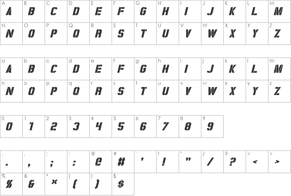 Cobun font character map preview