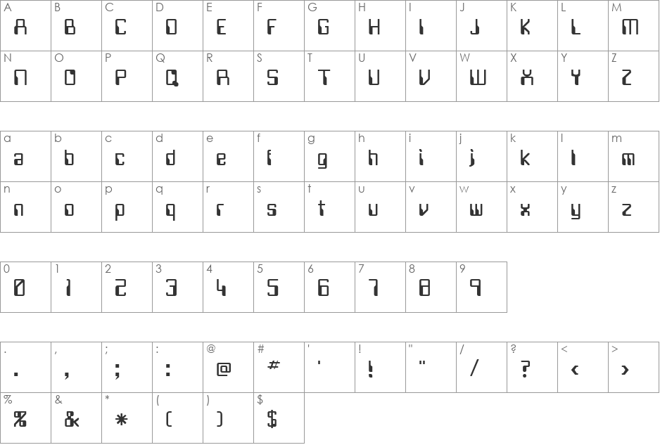 Cockpit font character map preview