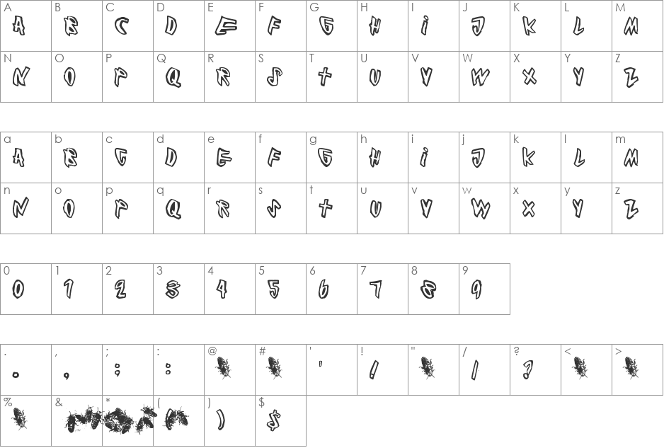 Cockroach font character map preview