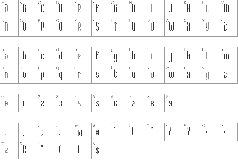 Coco font character map preview