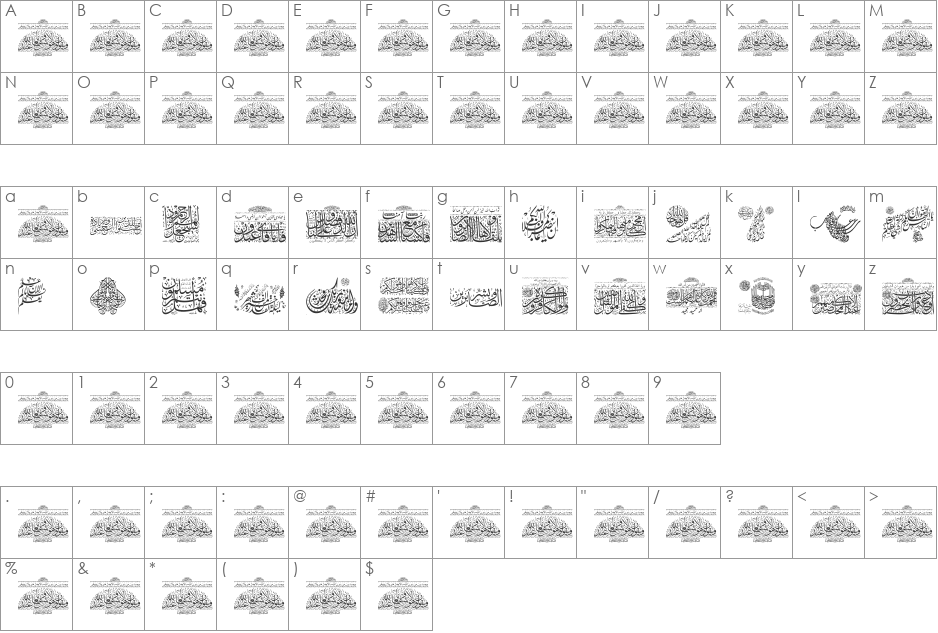 Aayat Quraan_041 font character map preview