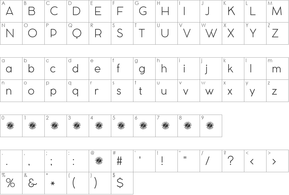 COCOMAT font character map preview