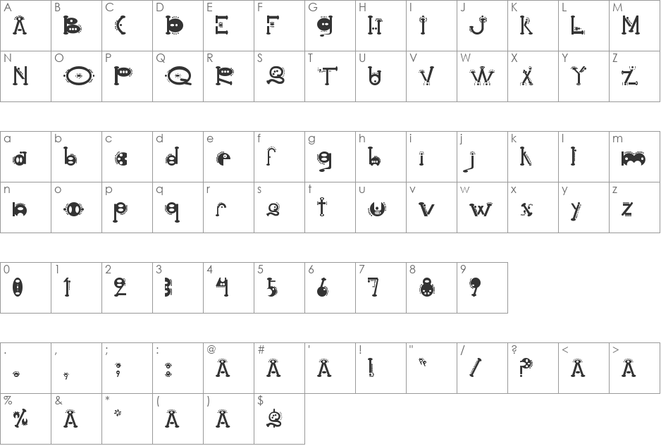 cocoon font character map preview