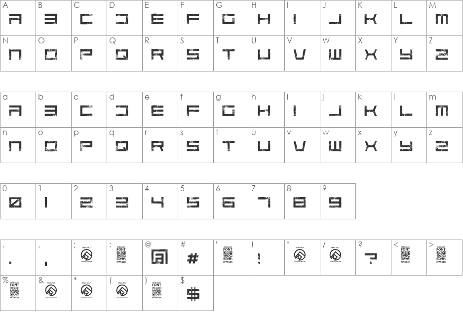 Code Predators font character map preview