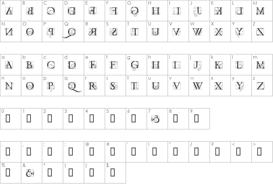 codex font character map preview