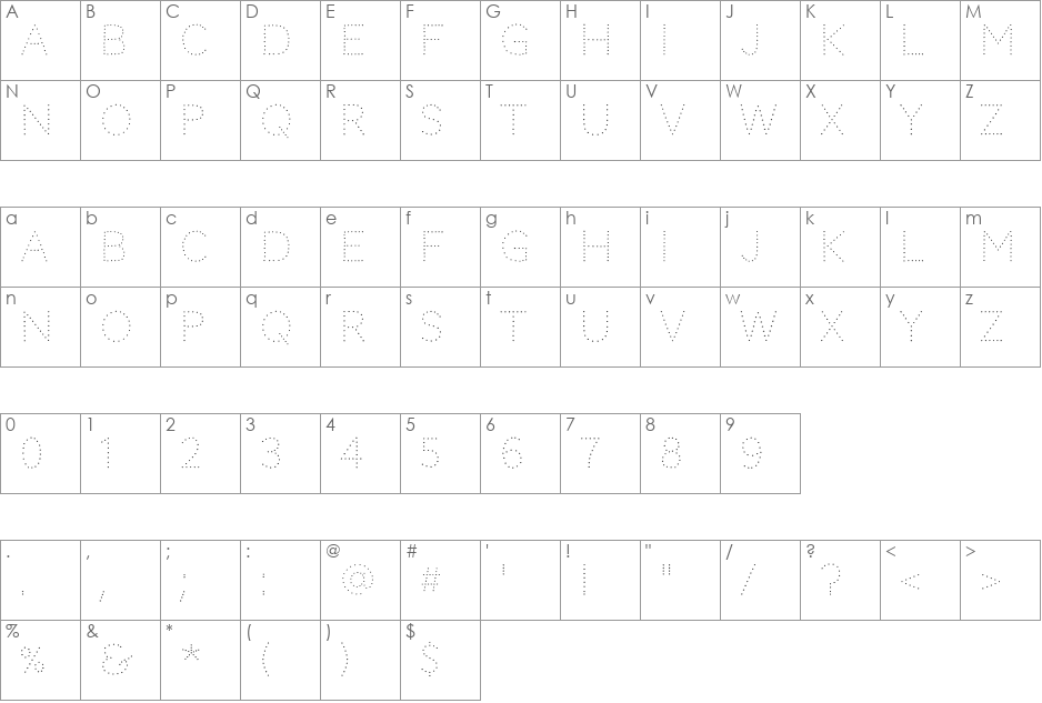 Codystar font character map preview