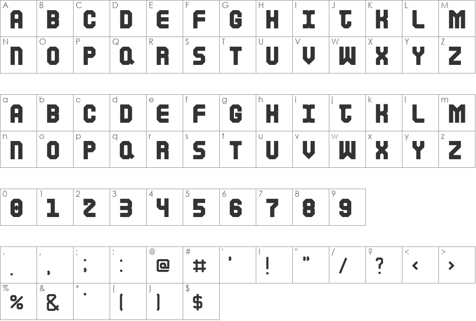 Coe font character map preview