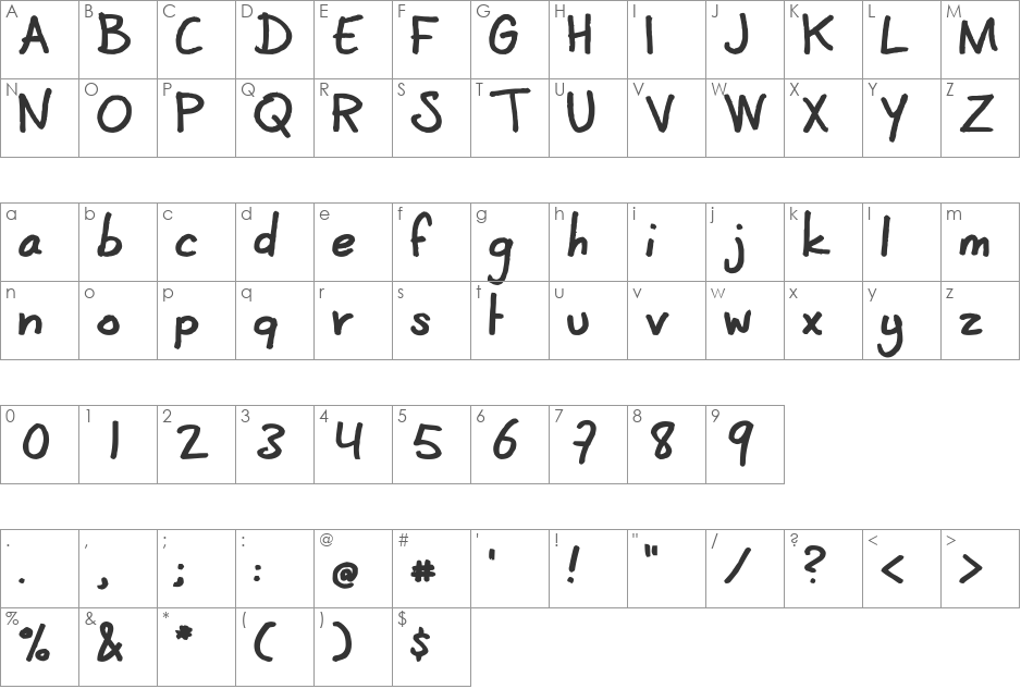 CoertSchrift font character map preview