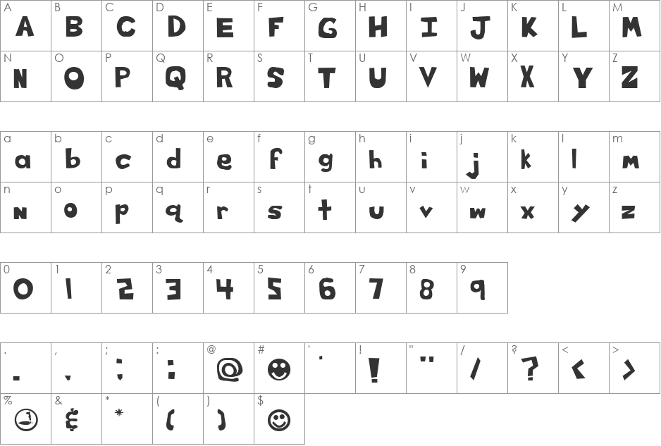 Cof font character map preview